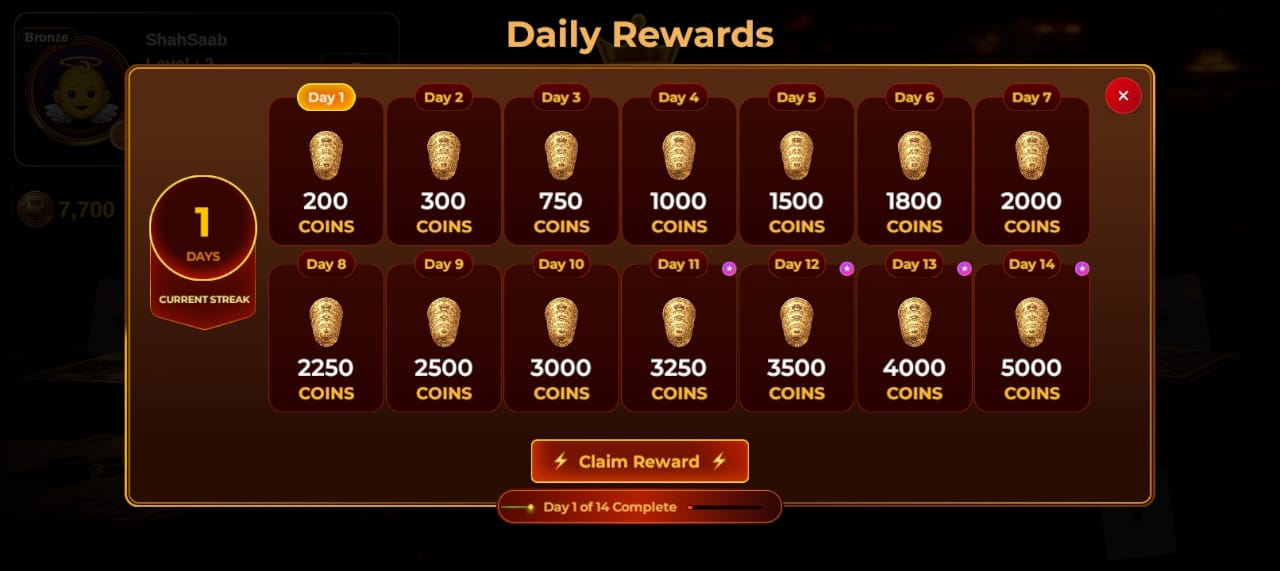 Rung Royale Daily Bonus Rewards System